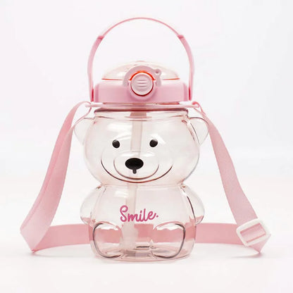 Insulated Teddy Bear Water Bottle 1000ml With Straw And Strap