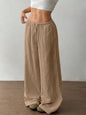 Women's Polyester Blend Pants With Low Rise And Floor-Length Wide Leg Featuring Elastane For Stretch