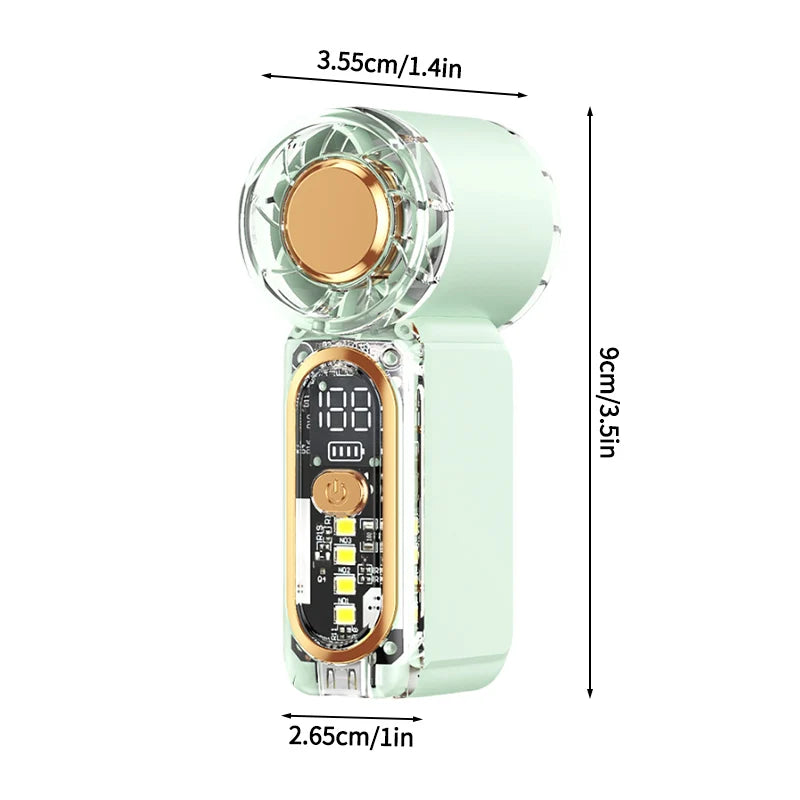 Portable Handheld Plastic Mini Fan With Led Display On The Go