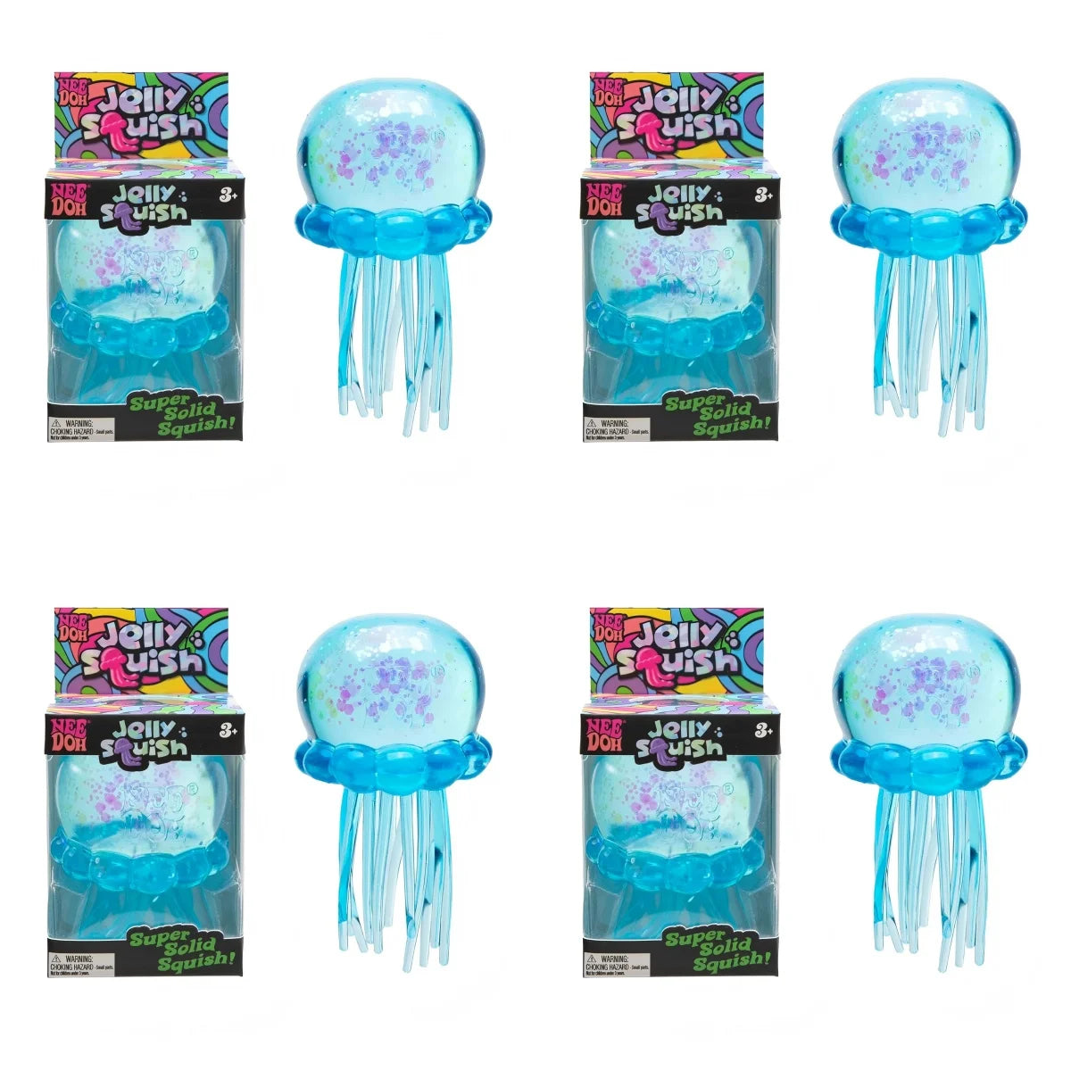 NeeDoh Jellyfish and Cube Plastic Squish Toy For Stress Relief and Sensory Play