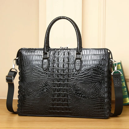 2025 New alligator Laptop Bags Cow Genuine Leather Men's Briefcase Luxury Brand Male Handbags Men Messenger 14 Inch Computer Bag
