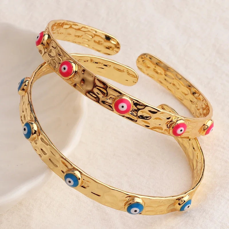 Women’s gold-plated evil eye crystal cuff bracelet