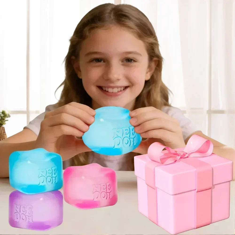 NeeDoh Jellyfish and Cube Squish Toy Made of Plastic for Stress Relief