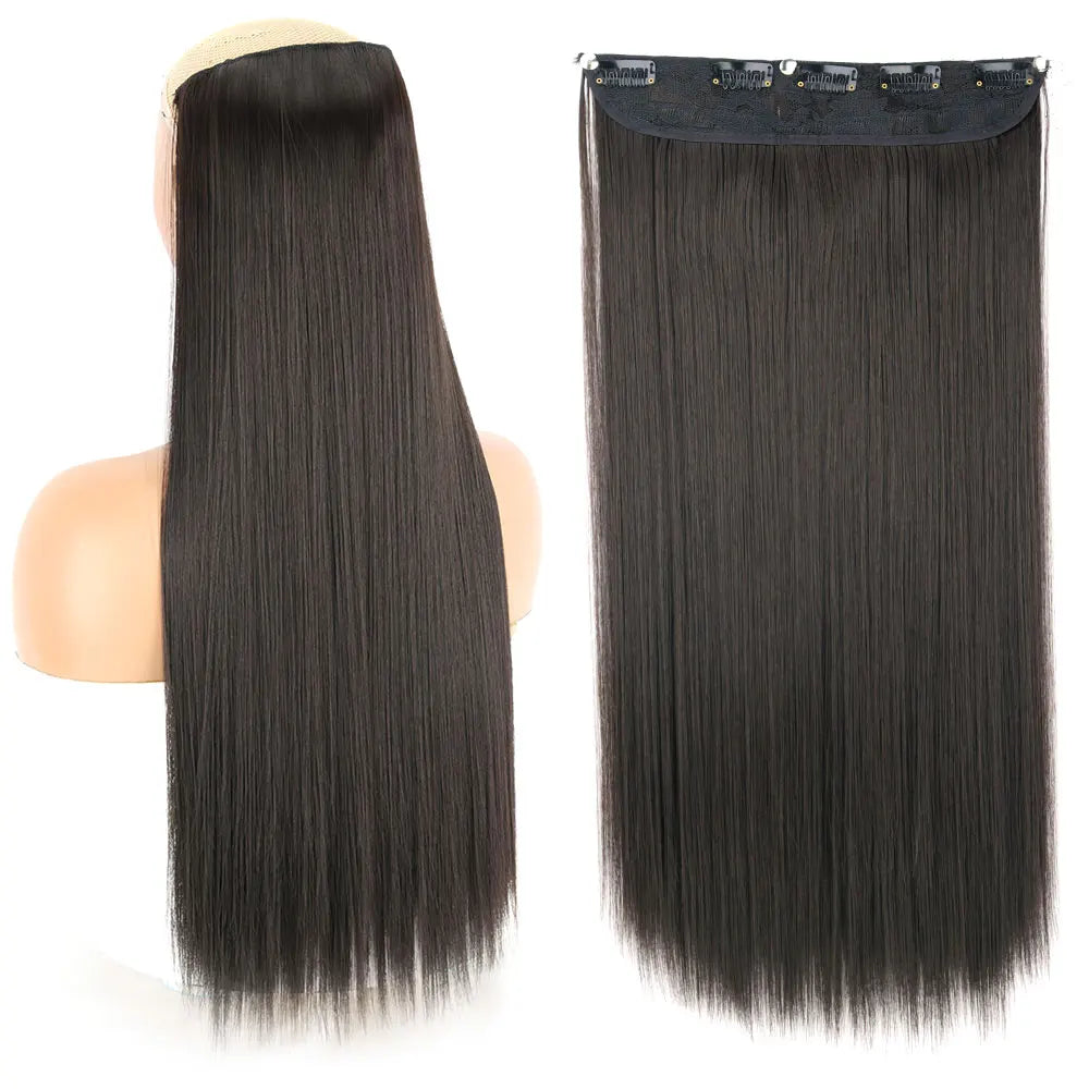 Heat-Resistant Clip-In Hair Extensions Five Clips for Dark Hair