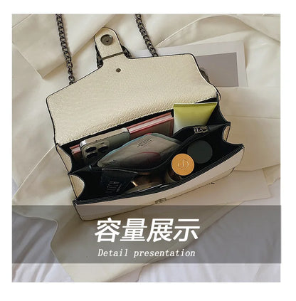 Retro Crossbody Bag with Snake Pattern Square Silhouette for Women
