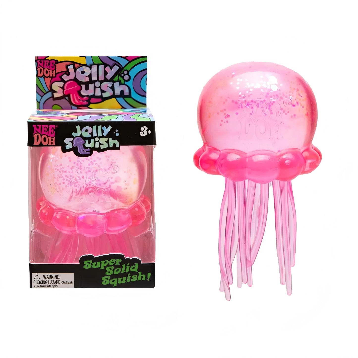 NeeDoh Jellyfish and Cube Squish Toy Made of Plastic for Stress Relief