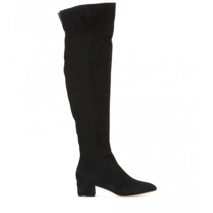 Women's stretch over-the-knee boots with block heel and side zip