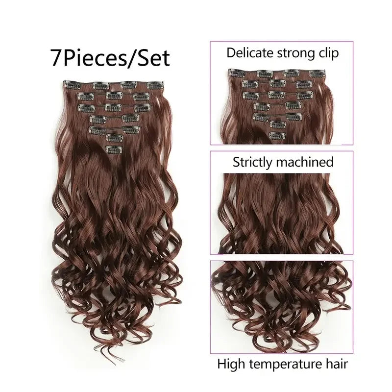 Lush Clip In Extensions 7 Piece Full Head 22 Inch Curly Wavy Hair