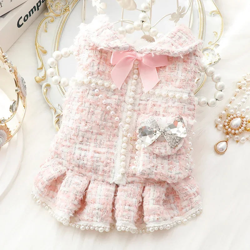Winter Cotton Dog Dress Princess Style Soft Fit For Puppies
