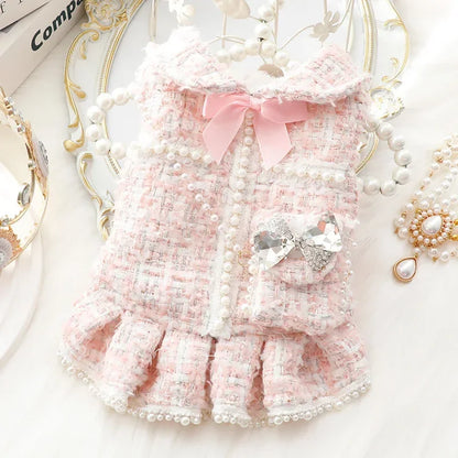 Winter Cotton Dog Dress Princess Style Soft Fit For Puppies