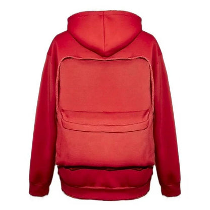 Streetwear Fashion Backpack Hoodie Three dimensional Backpack Casual Hoodie Autumn Winter High Street Trend Top Loose Sportswear