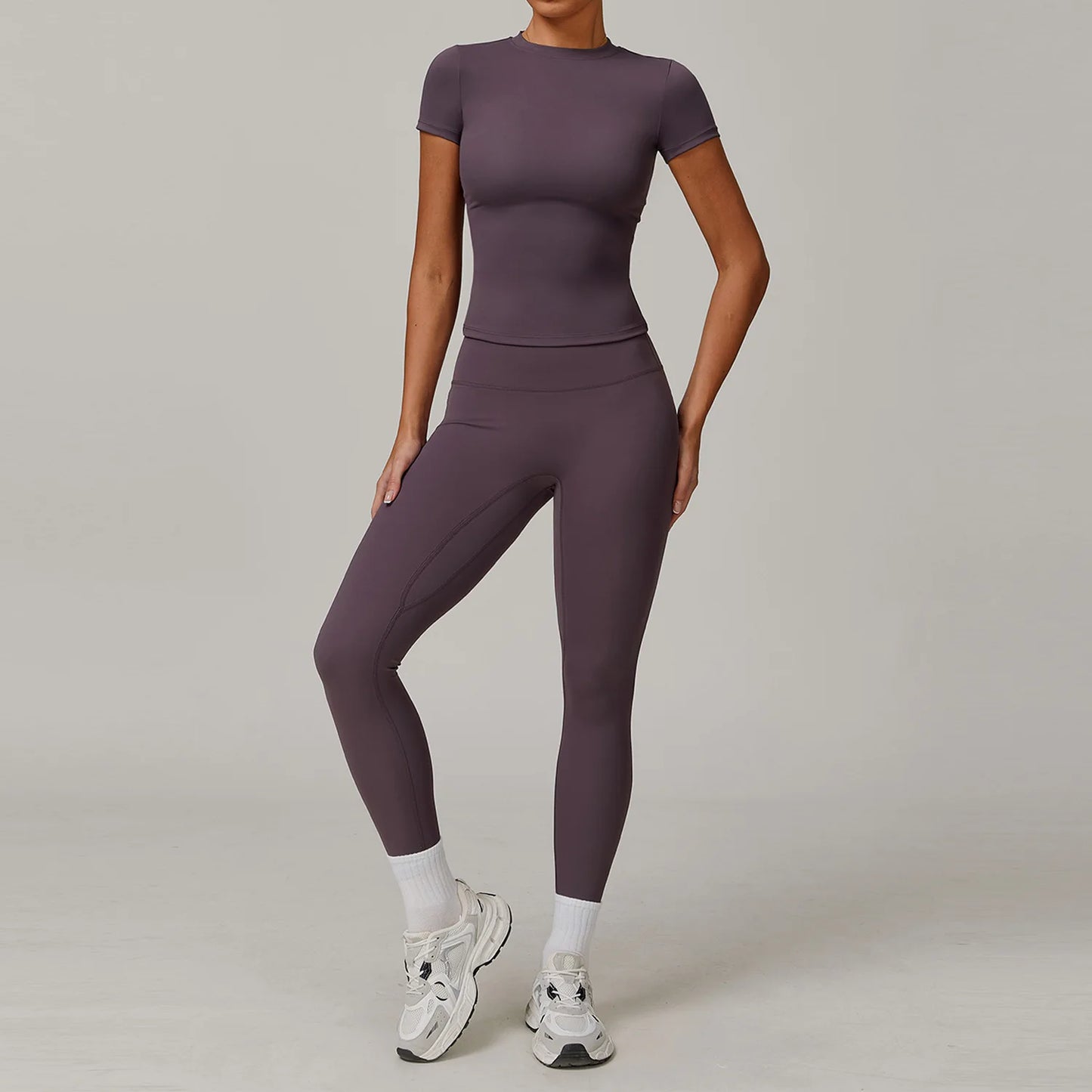 Women Yoga Set 2PCS Workout Set Sportswear Gym Clothing Fitness Long Sleeve High Waist Leggings Cycling Shorts WORKOUT REVOLUTION