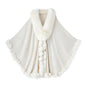 Women Faux Fur Neck Winter Poncho Overcoat Cape Thick White Black Warm Shawl Cloak Big Pendulum Cardigan Loose Coat