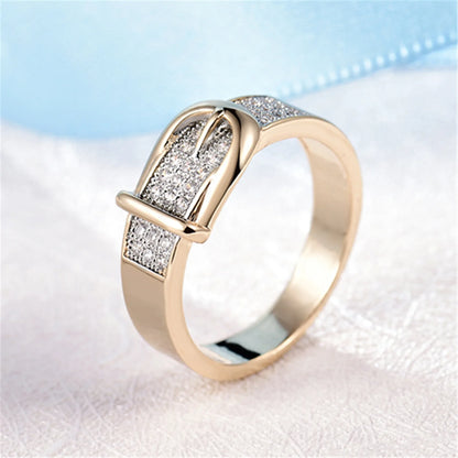 Two-Tone Ring with Zircon Centerpiece for Women with All Day Shine