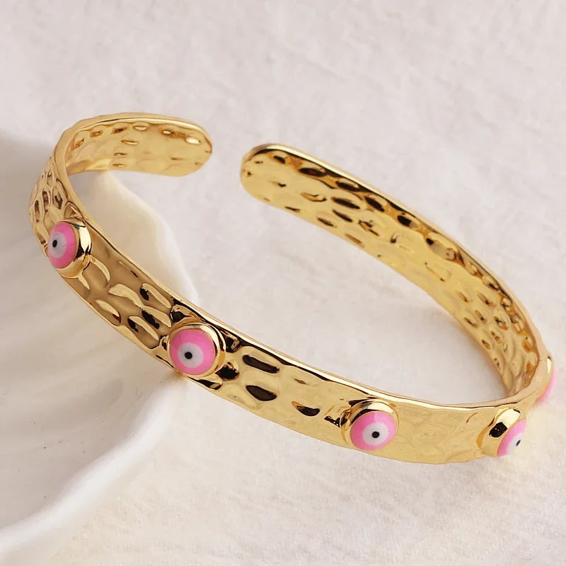 Women’s gold-plated evil eye crystal cuff bracelet