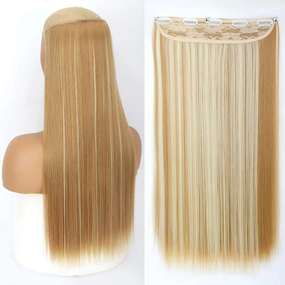 Heat-Resistant Clip-In Hair Extensions Five Clips for Dark Hair