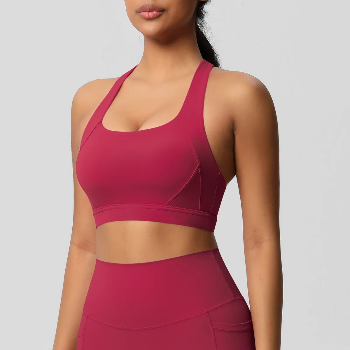 Women’s Yoga Bra Crop Top Nylon Elastane Supportive Sling Back