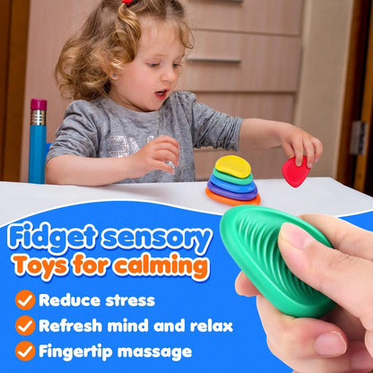 Sensory Silicone Fidget Toy Stone Set Six Pack For Calming Relief