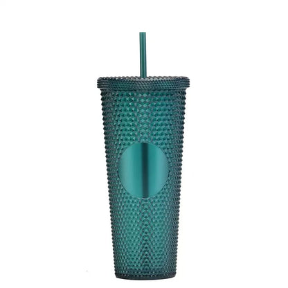 2026 Luxury Diamond Cold Cup Tumbler with Straw | Double Wall Iced Coffee Cup | Starbucks-Style Reusable Cup