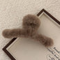 Faux Fur Hair Claw for Women Elegant Acrylic Crab Barrette Hairpin Girl-Hair Accessories Furry Headwear Hair Claw Clip