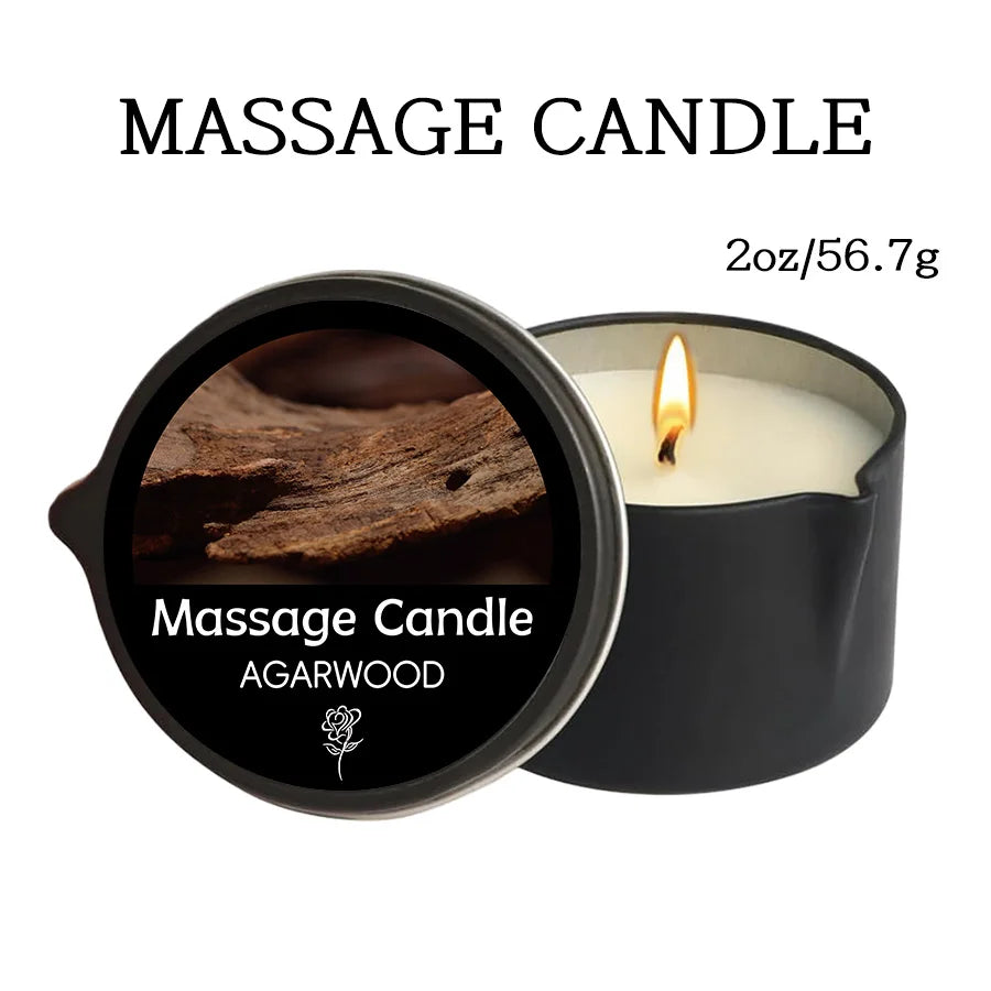 Scented massage oil candle for an evening ritual