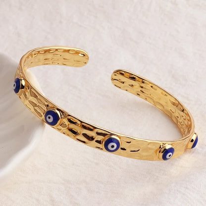 Women’s gold-plated evil eye crystal cuff bracelet