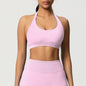 Women’s Seamless Halter Backless Push-Up Sports Bra Cotton-Poly For Gym Running