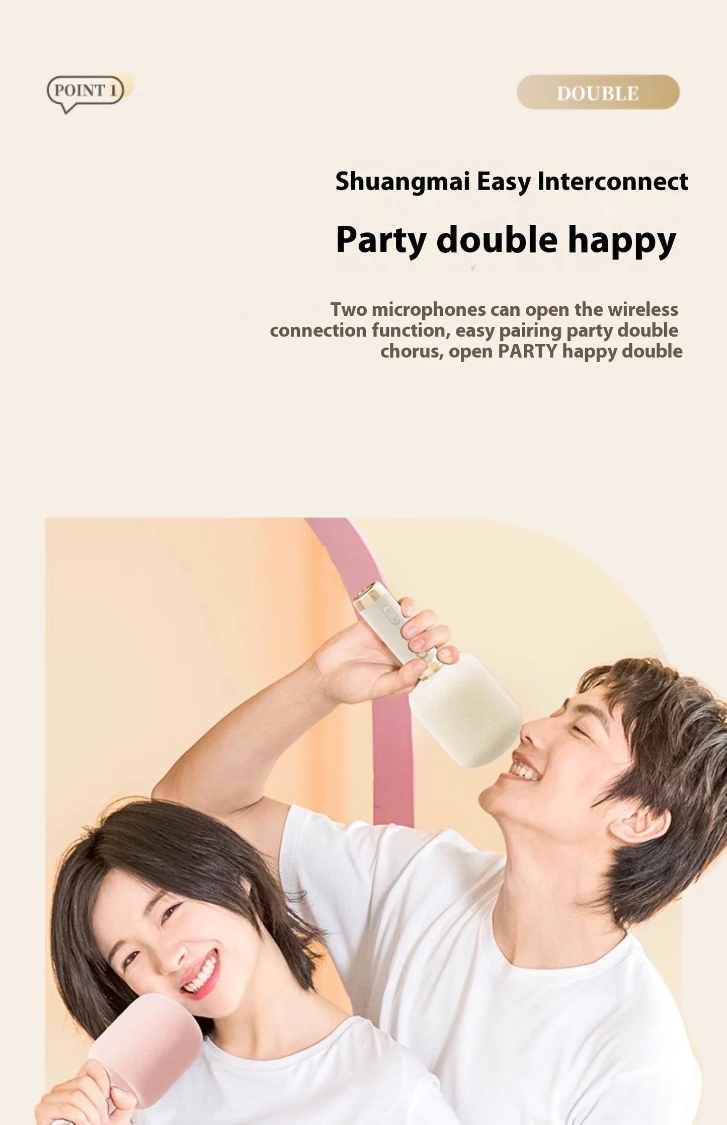 Wireless Karaoke Microphone with 6W Speaker for Home Entertainment