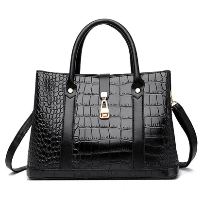 Crocodile-pattern handbag set with shoulder bags