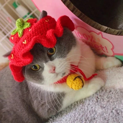 Soft Hat Hand-Crocheted with Elastic Fit for Cats Photo Prop