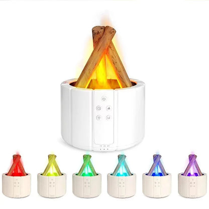 2025 New Simulated Flame Aroma Diffuser - Bonfire Air Humidifier Ultrasonic Cool Mist LED Essential Oil Lamp