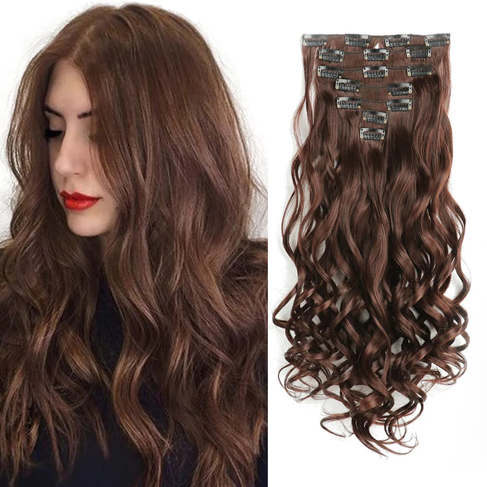 Lush Clip In Extensions 7 Piece Full Head 22 Inch Curly Wavy Hair