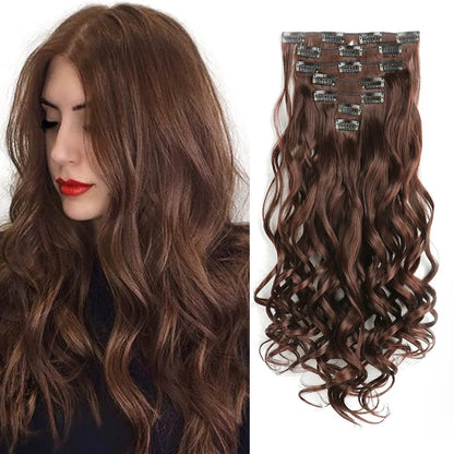Lush Clip In Extensions 7 Piece Full Head 22 Inch Curly Wavy Hair