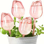 Pink Tulip Plant Watering Balls - Automatic Plant Drippers for Indoor & Outdoor Plants