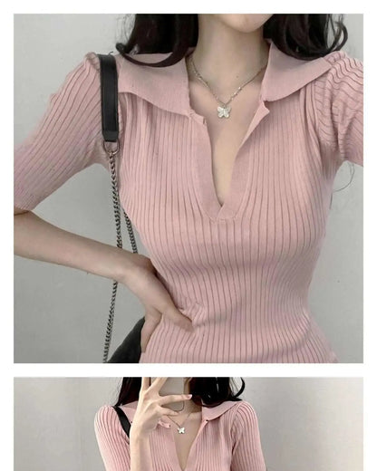 Breathable Dress with V-Neck and Empire Waist Knee Length for Effortless Daytime Style