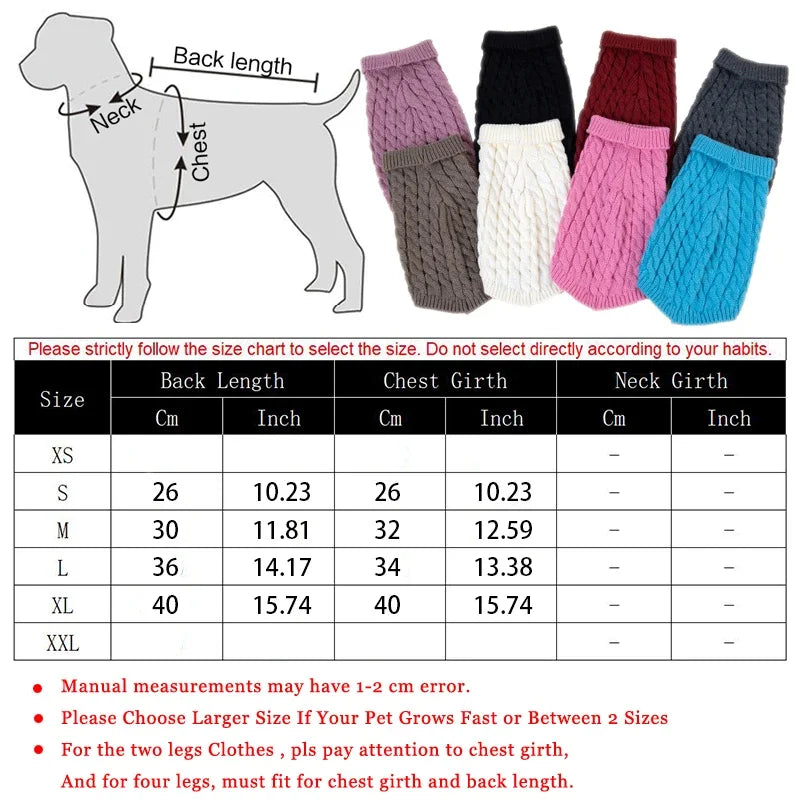 Knitted turtleneck dog sweater for everyday walks and lounging