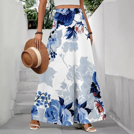 Women's Polyester Palazzo Pants With Pockets And High Waist And Wide Leg Flowing Silhouette