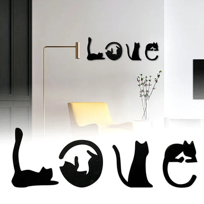Handmade Resin Cat Wall Art with Matte Black Finish for Living Room