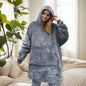 Women's Polyester Hooded Blanket with Kangaroo Pocket and Fleece Texture One Size