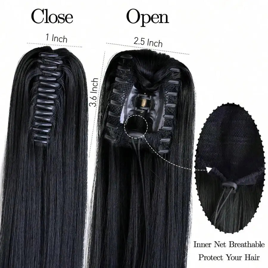Heat-Friendly Clip-In Ponytail Extensions for Instant Length and Fullness with Natural Look