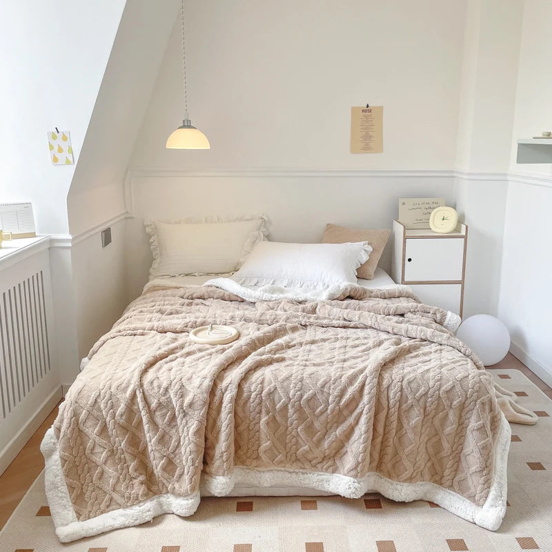 Ultra Blanket With Double Layer Milk Velvet And Lambswool Warmth