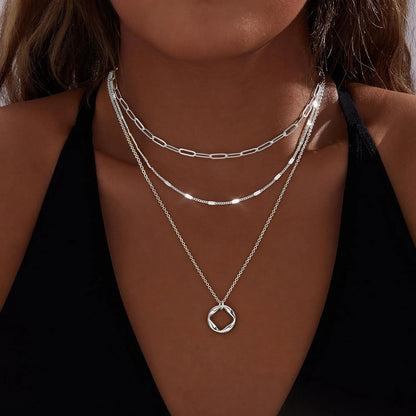 Layered Gold Necklaces Set - 14K Gold Plated Stackable Chain Choker Necklace