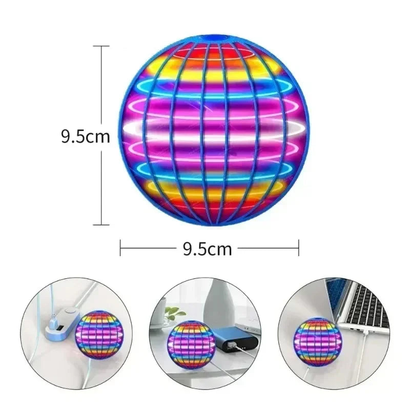 LED Flying Ball Boomerang Toy Hovering Light Up Orb for Nighttime Play