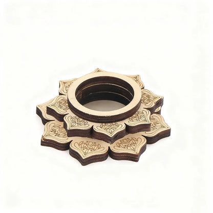 Wooden Lotus Zen Candle Holder and Aroma Diffuser Base with Crystal Display
