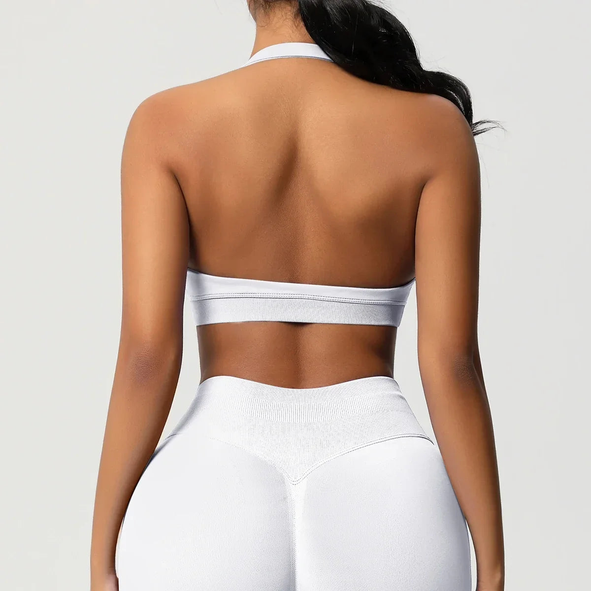 Women’s Seamless Halter Backless Push-Up Sports Bra Cotton-Poly For Gym Running