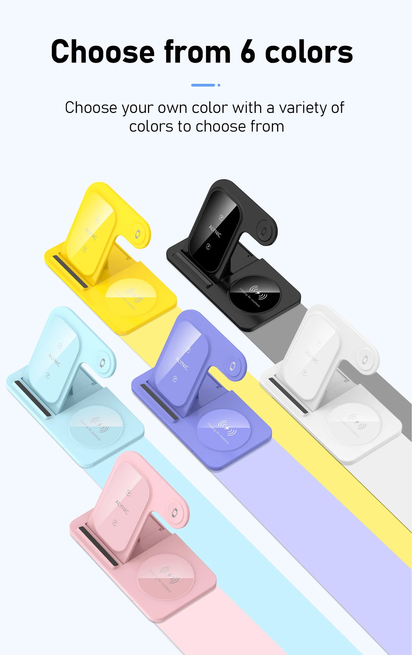 Foldable Wireless Dock for Smartphones and Earbuds 3-in-1