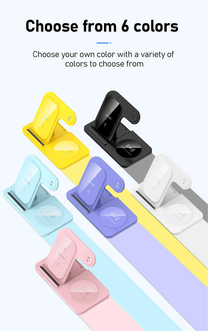 Foldable Wireless Dock for Smartphones and Earbuds 3-in-1