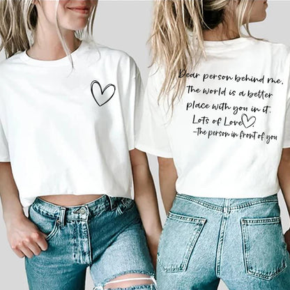 Dear Person Behind Me Mental Health Be Kind Kindness Matters Tee Unisex Tee Self Love Shirt Self Care Shirts Unisex Graphic Tops
