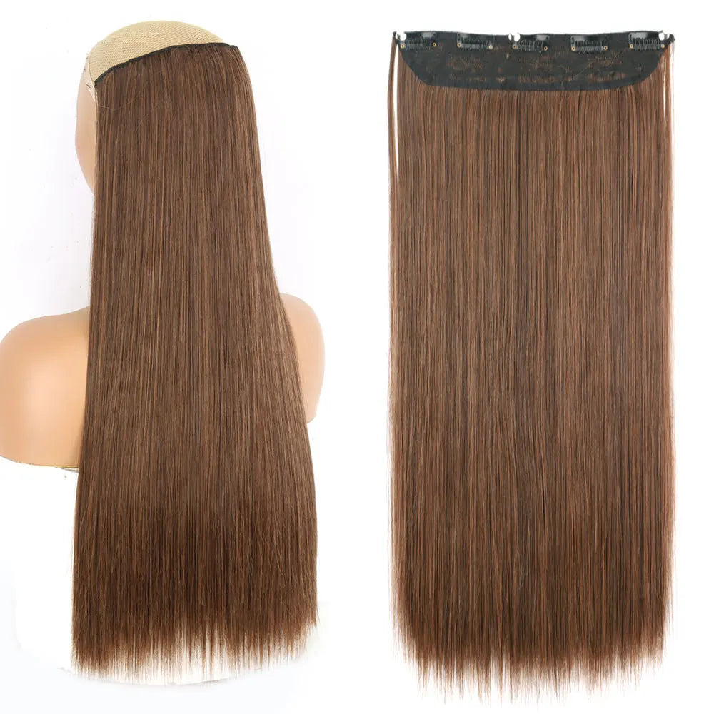 Heat-Resistant Clip-In Hair Extensions Five Clips for Dark Hair