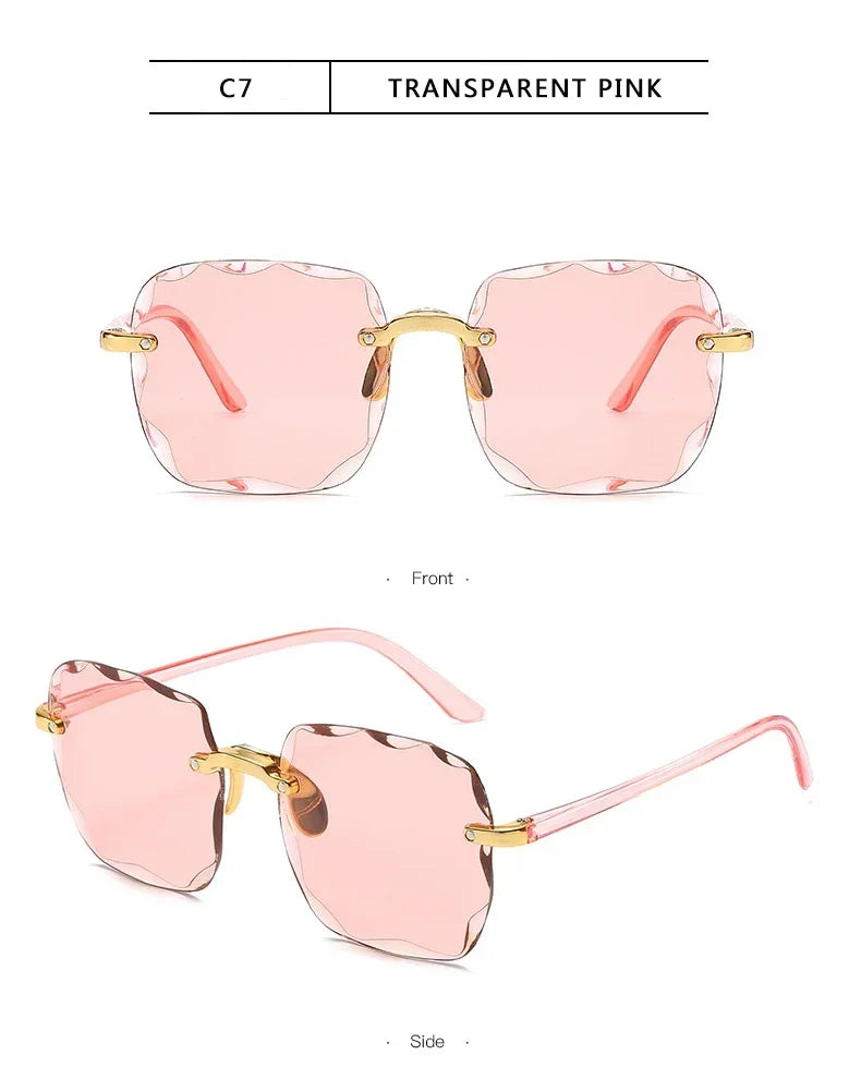 Rimless Sunglasses Unisex Square UV400 Protection All Day Comfort